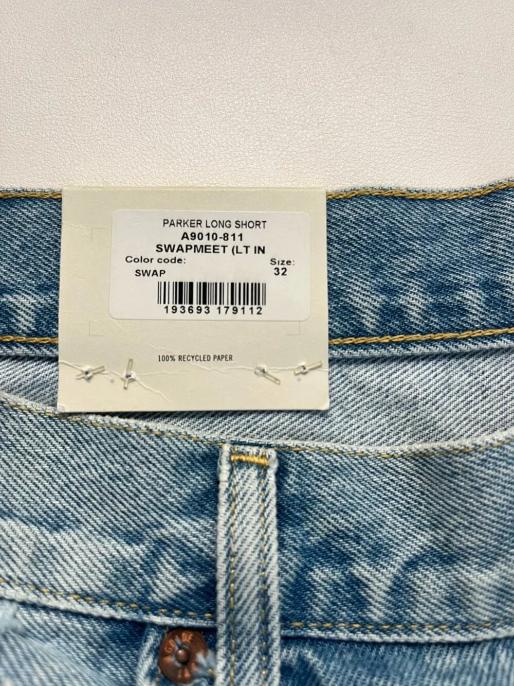 NWT AGOLDE Parker Long Short Vintage Denim Shorts (Swapmeet) - Women's 32